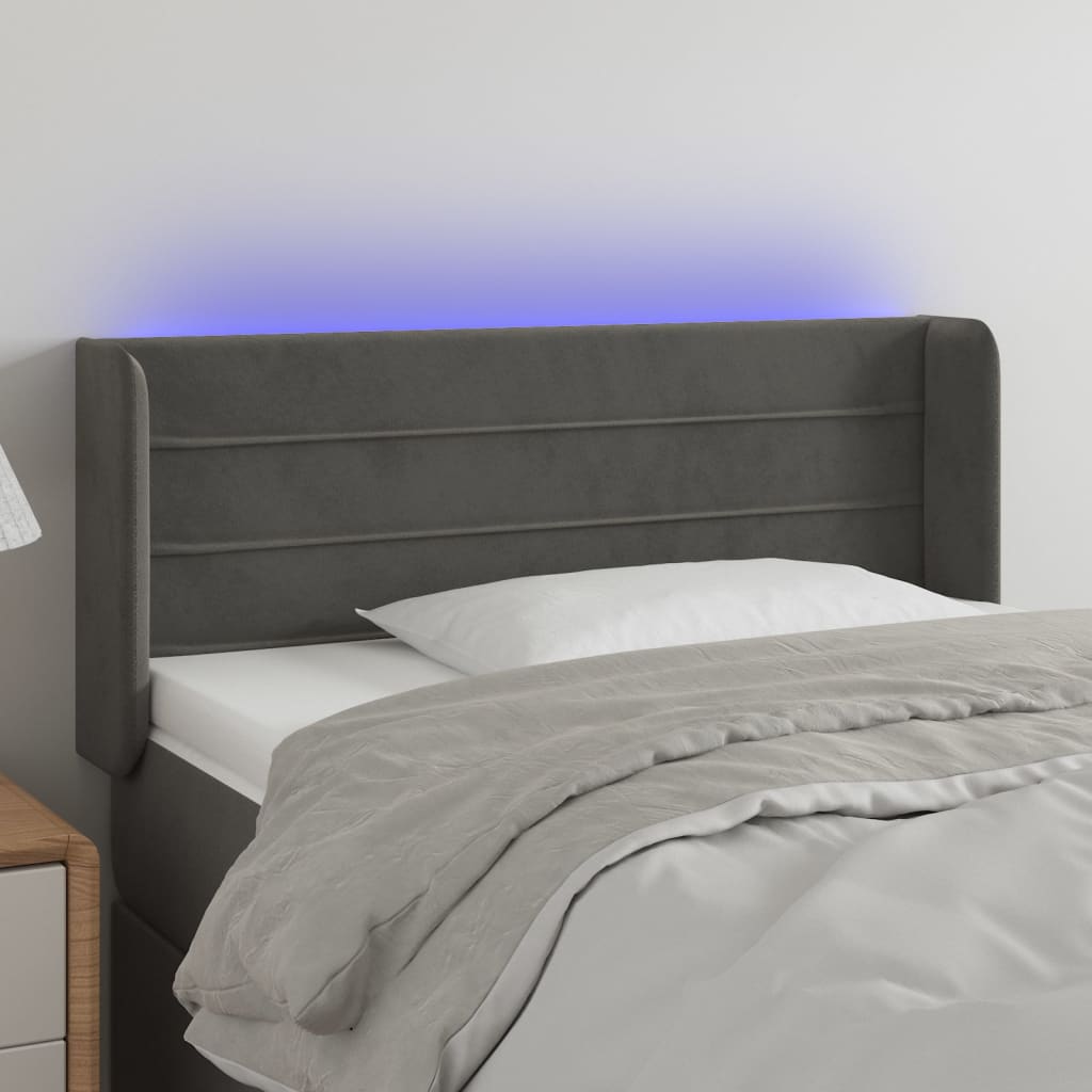Hoofdbord LED 83x16x78/88 cm fluweel donkergrijs is nu te koop bij PeponiXL, paradijselijk wonen!