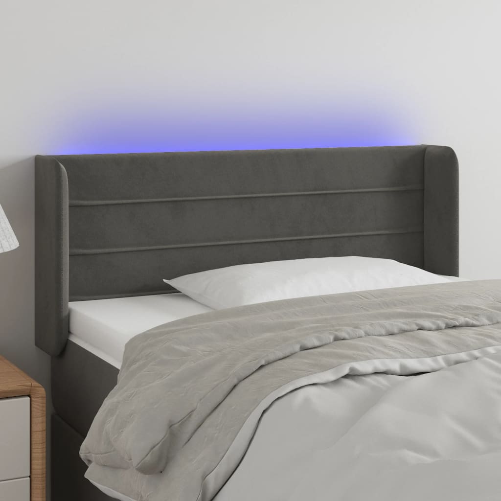 Hoofdbord LED 103x16x78/88 cm fluweel donkergrijs is nu te koop bij PeponiXL, paradijselijk wonen!