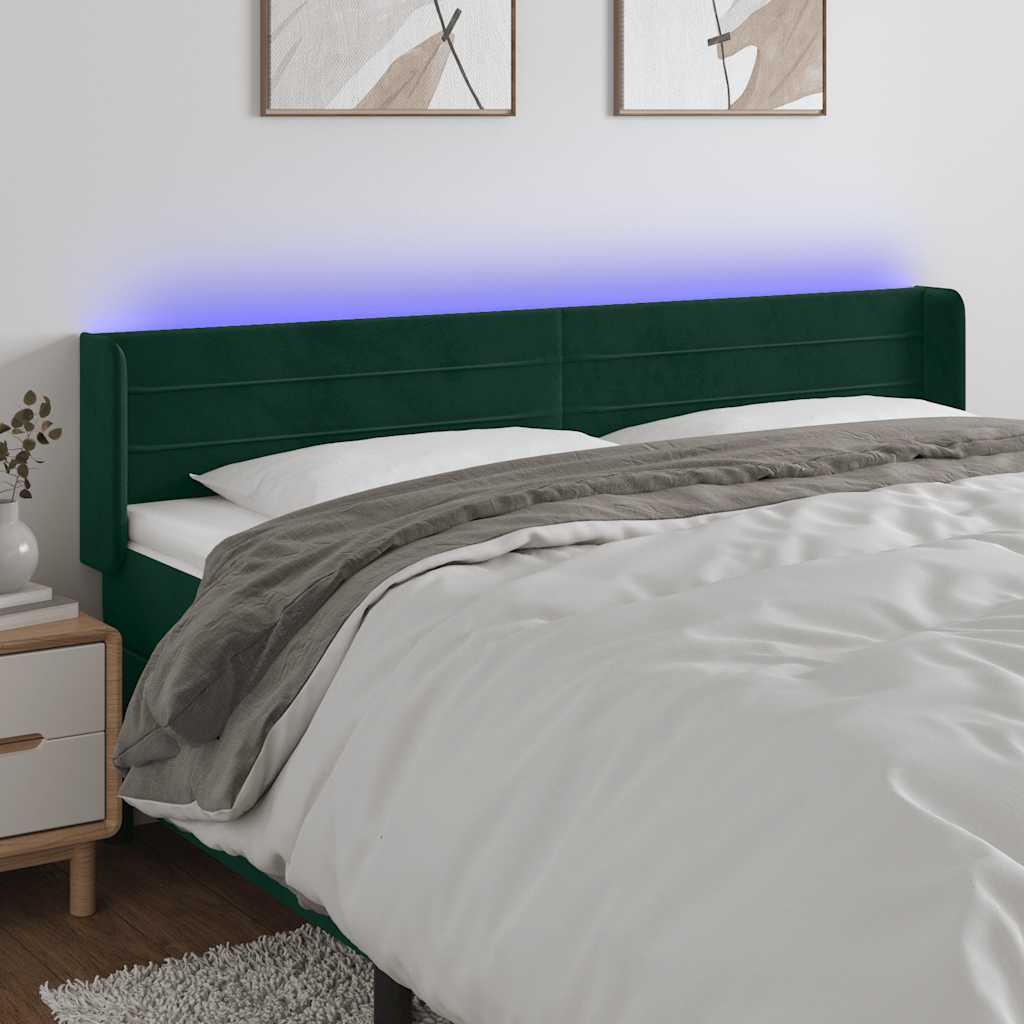 Hoofdbord LED 183x16x78/88 cm fluweel donkergroen is nu te koop bij PeponiXL, paradijselijk wonen!