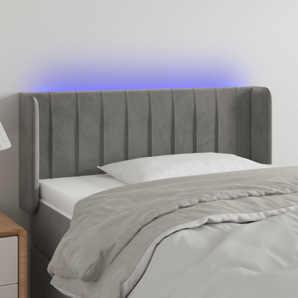 Hoofdbord LED 93x16x78/88 cm fluweel lichtgrijs is nu te koop bij PeponiXL, paradijselijk wonen!