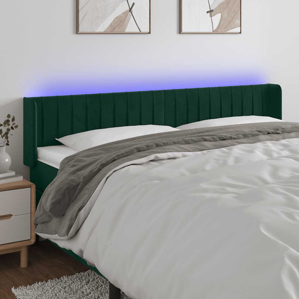 Hoofdbord LED 183x16x78/88 cm fluweel donkergroen is nu te koop bij PeponiXL, paradijselijk wonen!