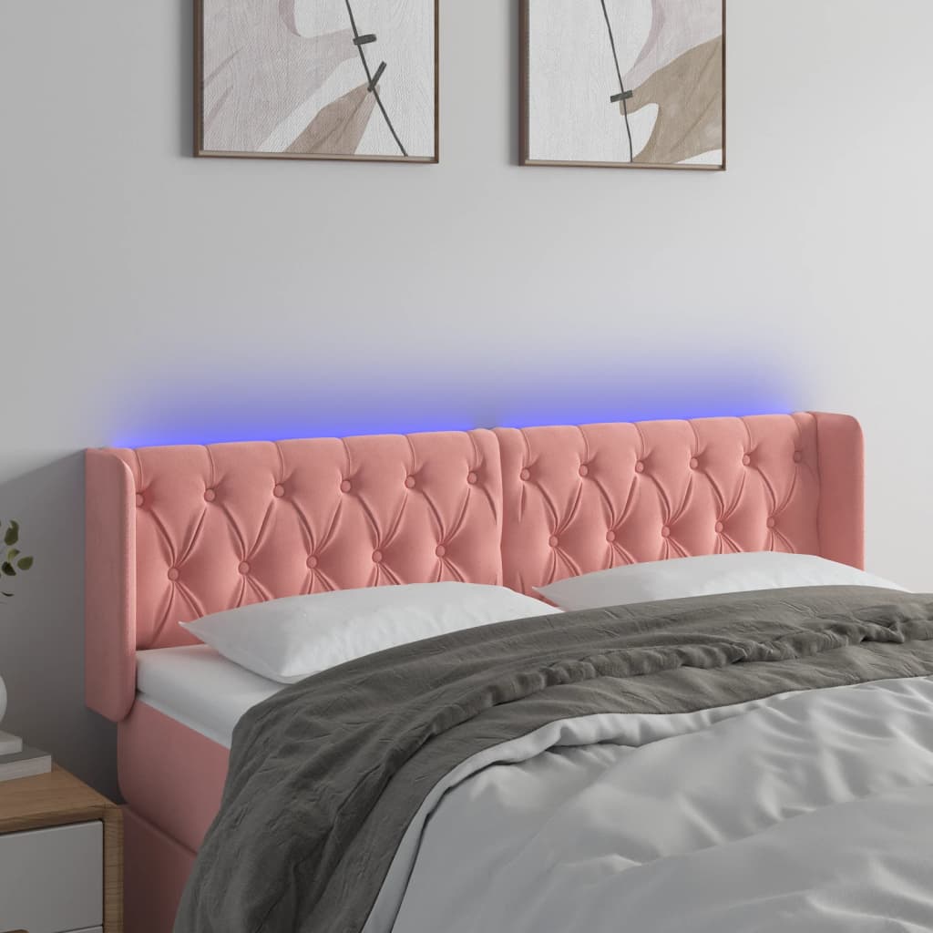 Hoofdbord LED 163x16x78/88 cm fluweel roze is nu te koop bij PeponiXL, paradijselijk wonen!