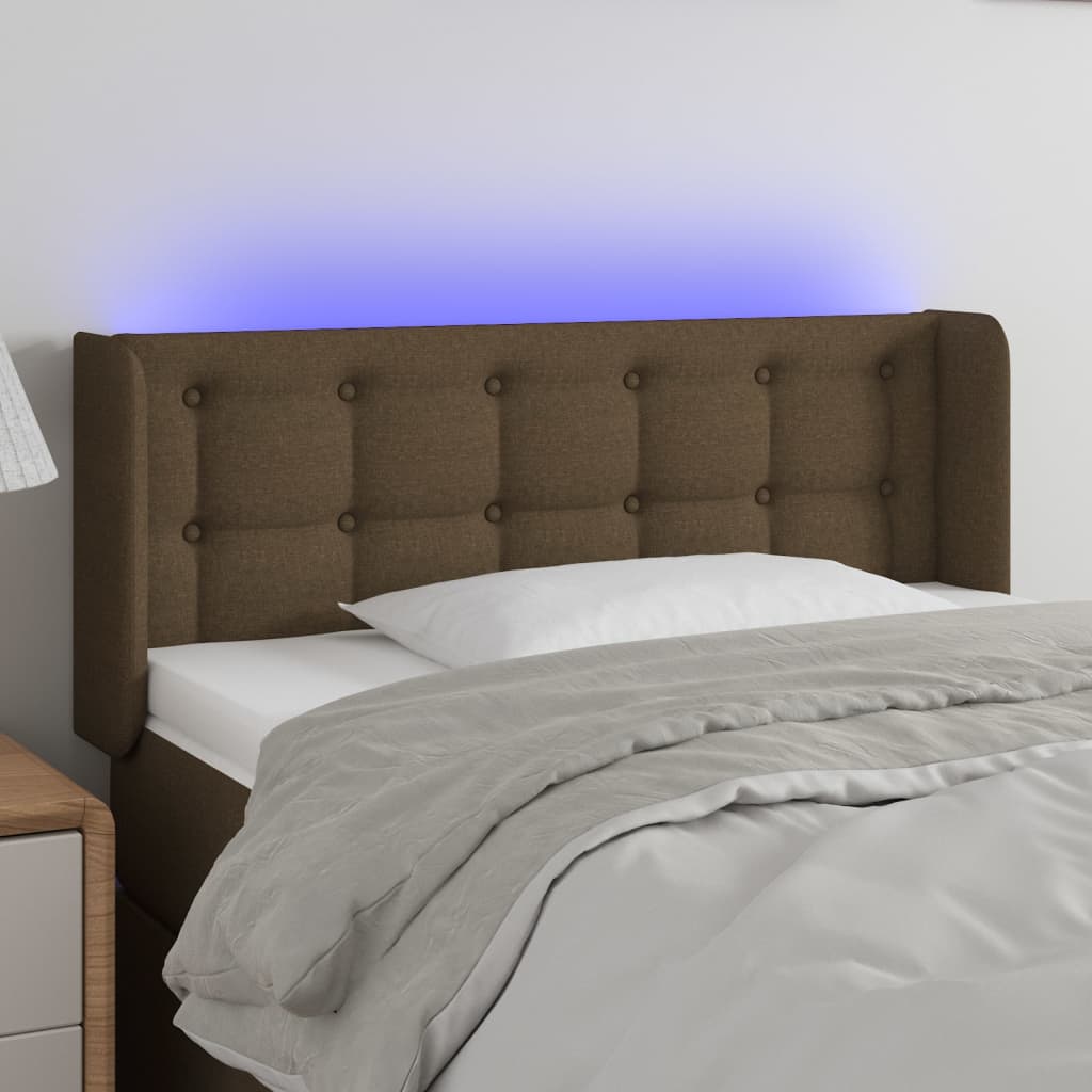 Hoofdbord LED 83x16x78/88 cm stof donkerbruin is nu te koop bij PeponiXL, paradijselijk wonen!