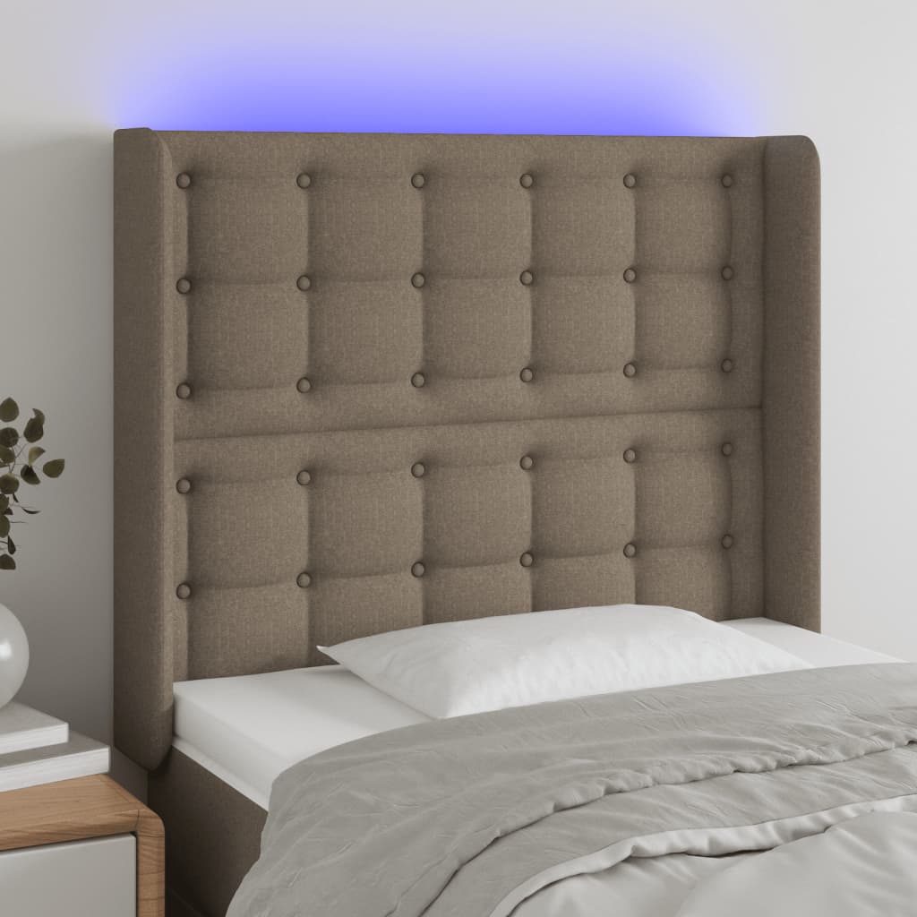 Hoofdbord LED 93x16x118/128 cm stof taupe is nu te koop bij PeponiXL, paradijselijk wonen!