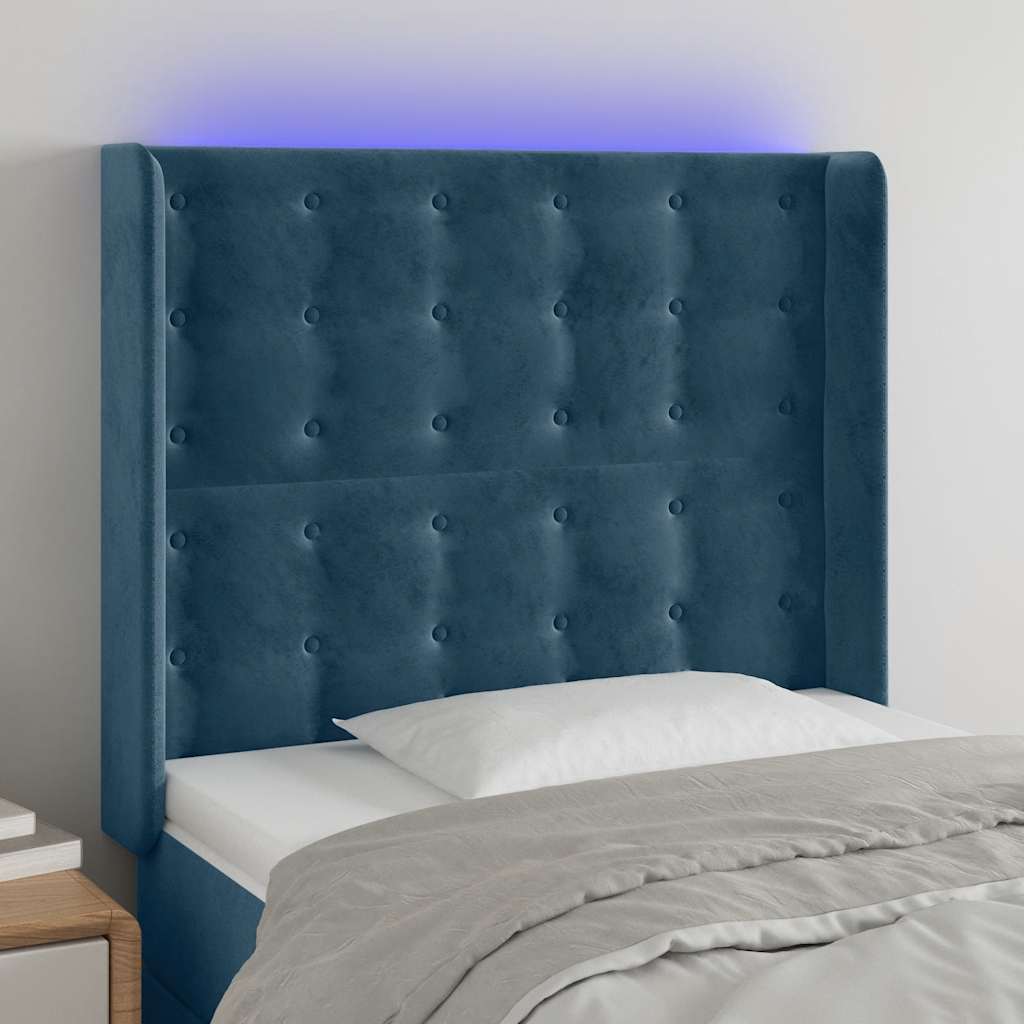 Hoofdbord LED 83x16x118/128 cm fluweel donkerblauw is nu te koop bij PeponiXL, paradijselijk wonen!