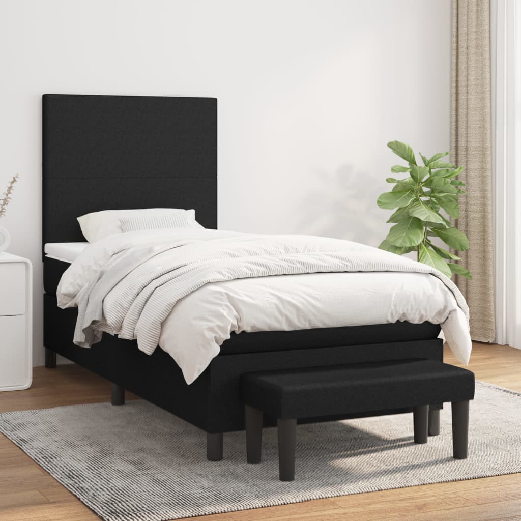 Boxspring met matras stof zwart 80x200 cm is nu te koop bij PeponiXL, paradijselijk wonen!