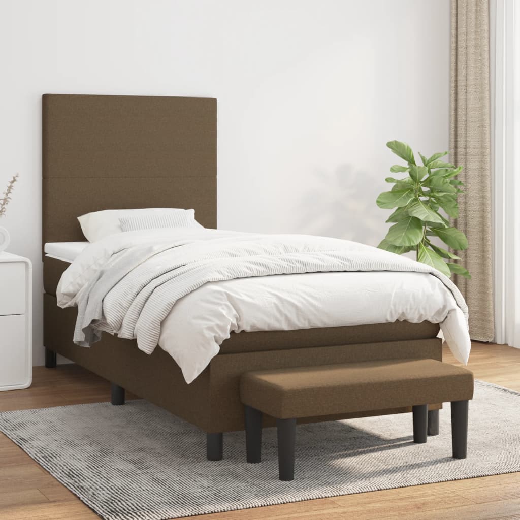 Boxspring met matras stof donkerbruin 100x200 cm is nu te koop bij PeponiXL, paradijselijk wonen!