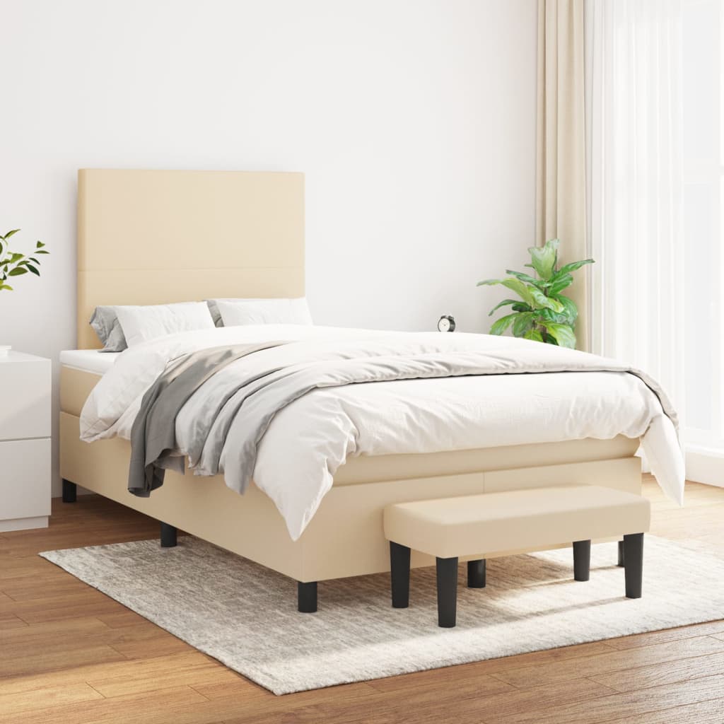 Boxspring met matras stof crèmekleurig 120x200 cm is nu te koop bij PeponiXL, paradijselijk wonen!