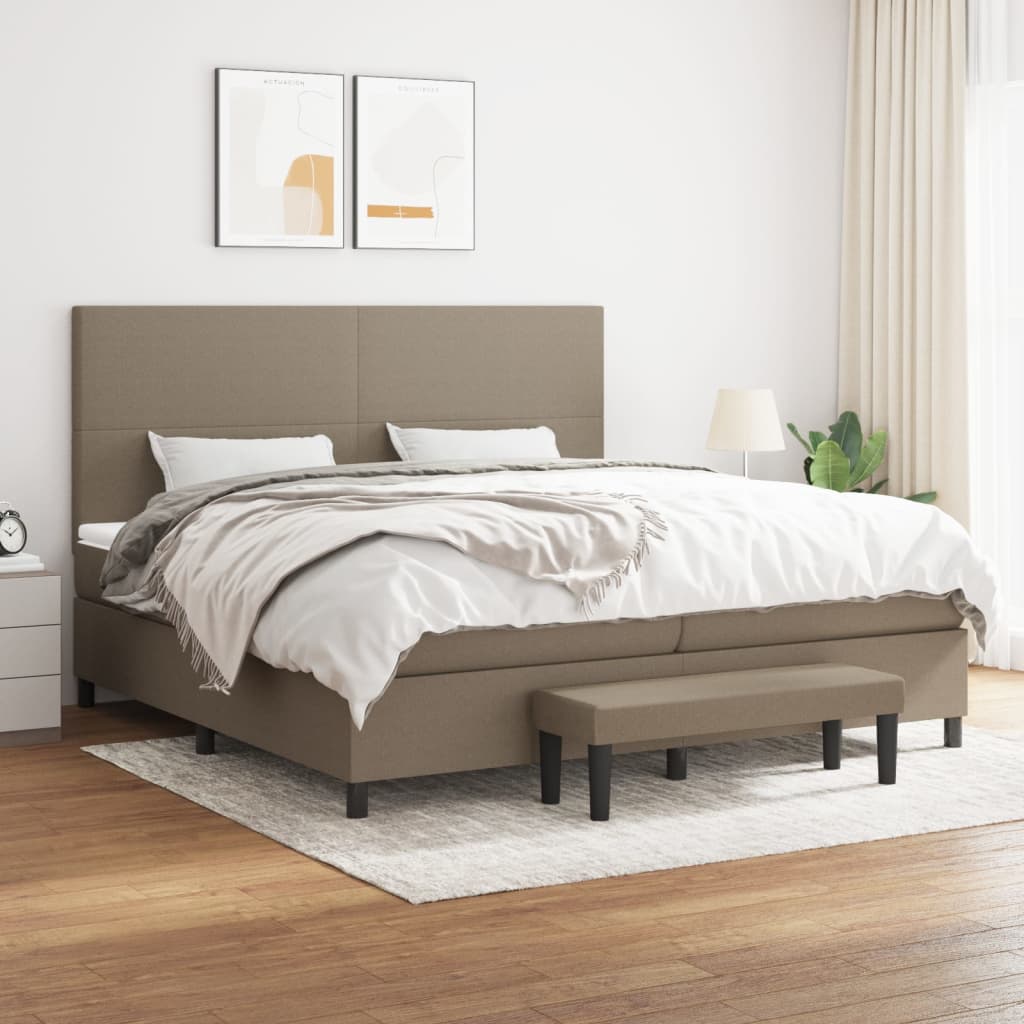Boxspring met matras stof taupe 200x200 cm is nu te koop bij PeponiXL, paradijselijk wonen!