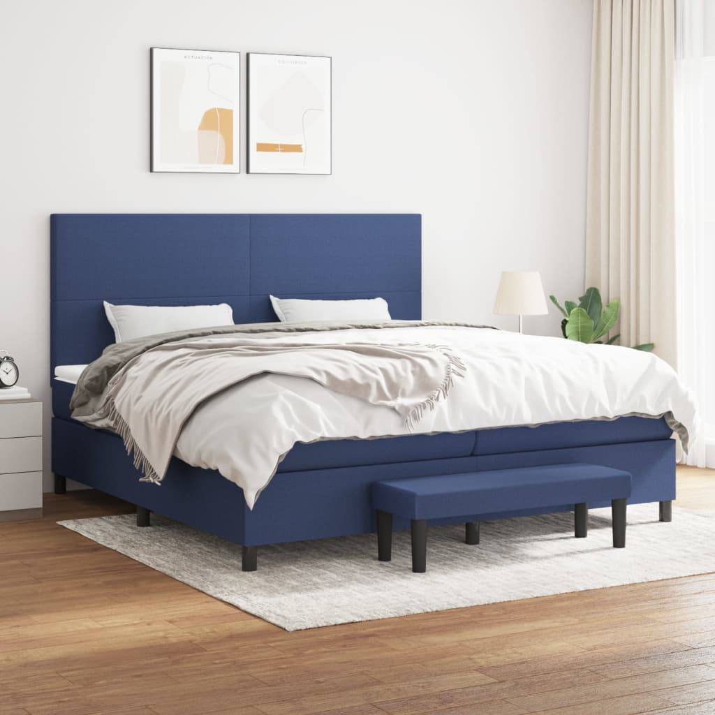 Boxspring met matras stof blauw 200x200 cm is nu te koop bij PeponiXL, paradijselijk wonen!