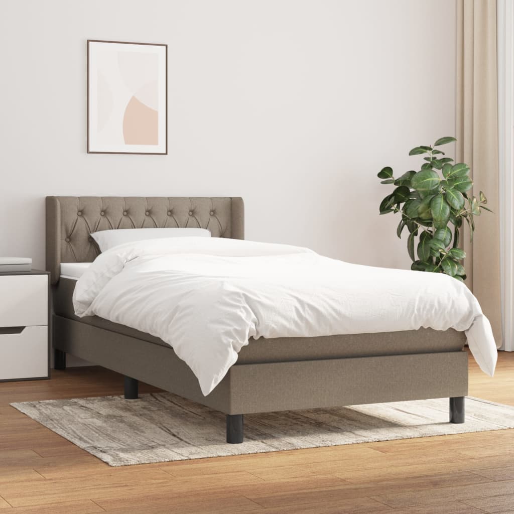 Boxspring met matras stof taupe 90x190 cm is nu te koop bij PeponiXL, paradijselijk wonen!