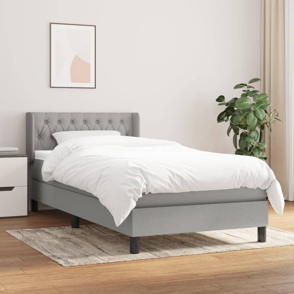 Boxspring met matras stof lichtgrijs 100x200 cm is nu te koop bij PeponiXL, paradijselijk wonen!