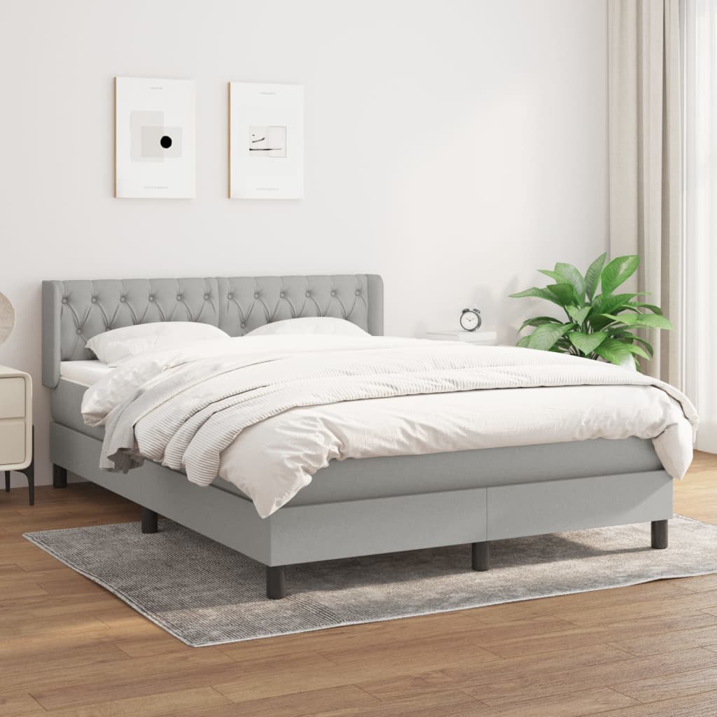 Boxspring met matras stof lichtgrijs 140x200 cm is nu te koop bij PeponiXL, paradijselijk wonen!