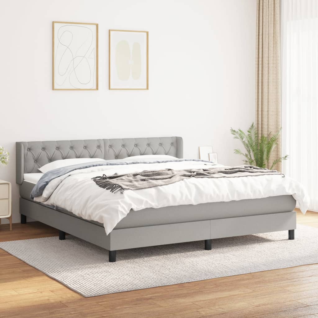 Boxspring met matras stof lichtgrijs 160x200 cm is nu te koop bij PeponiXL, paradijselijk wonen!