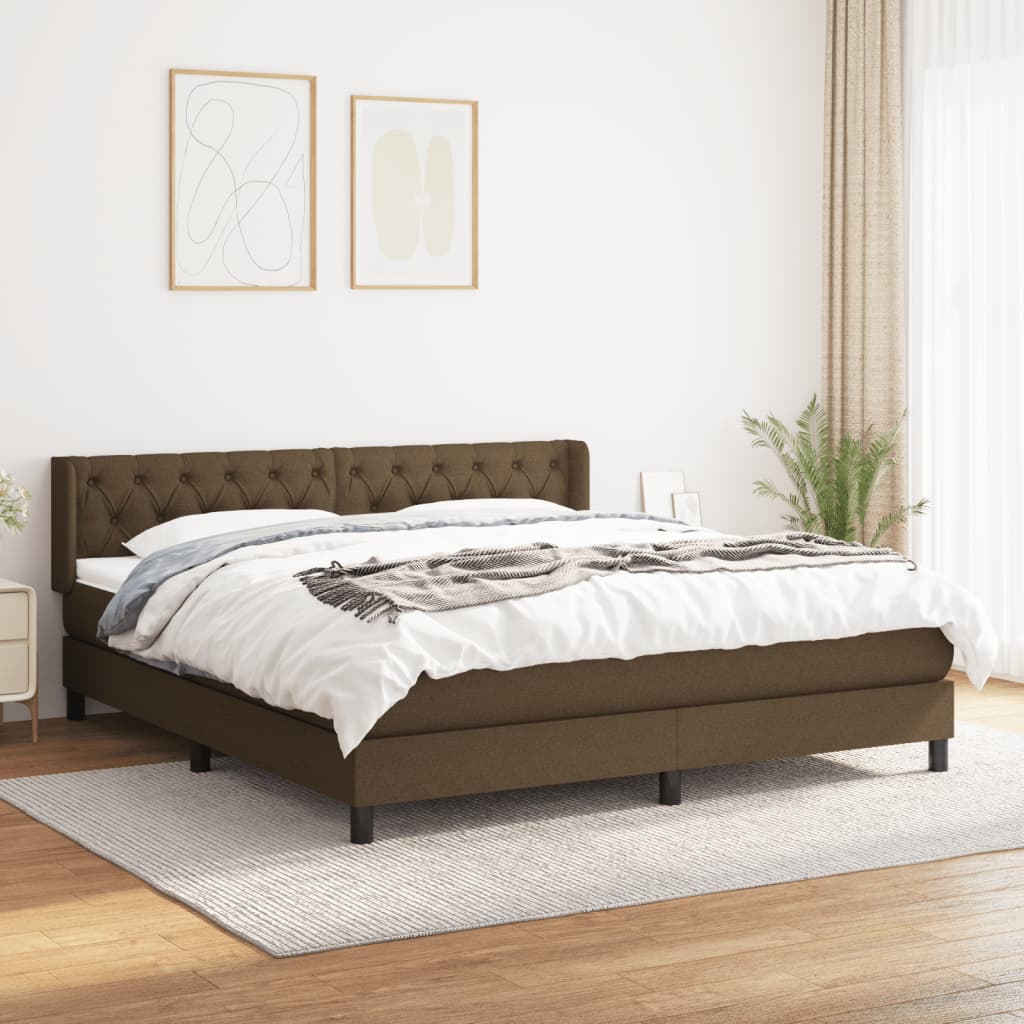Boxspring met matras stof donkerbruin 160x200 cm is nu te koop bij PeponiXL, paradijselijk wonen!