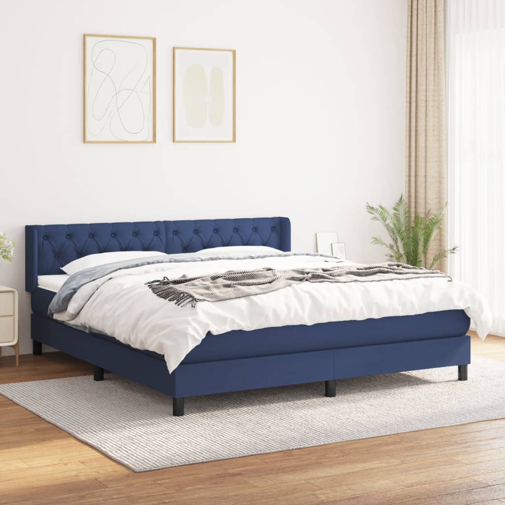 Boxspring met matras stof blauw 160x200 cm is nu te koop bij PeponiXL, paradijselijk wonen!