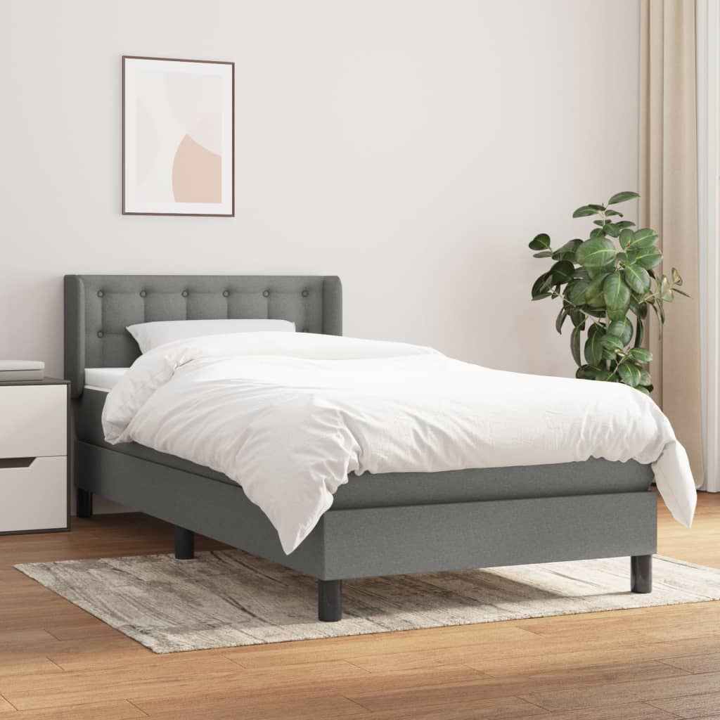 Boxspring met matras stof donkergrijs 90x190 cm is nu te koop bij PeponiXL, paradijselijk wonen!
