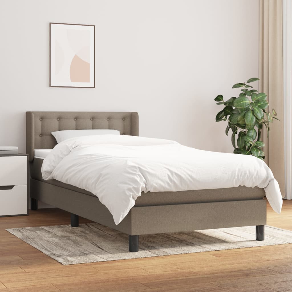 Boxspring met matras stof taupe 90x190 cm is nu te koop bij PeponiXL, paradijselijk wonen!