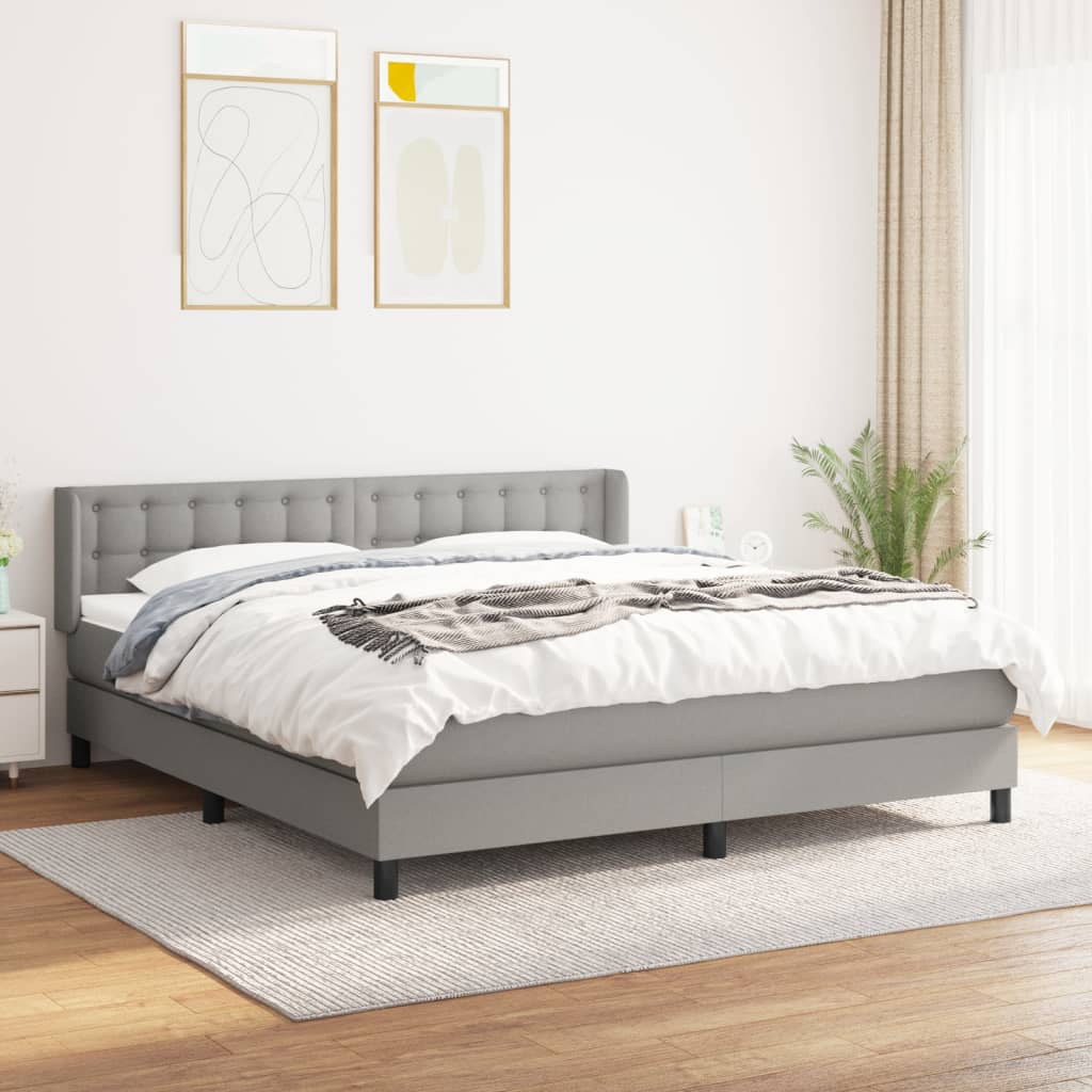 Boxspring met matras stof lichtgrijs 160x200 cm is nu te koop bij PeponiXL, paradijselijk wonen!