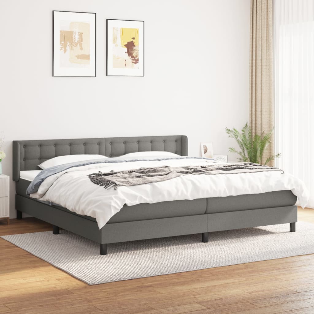 Boxspring met matras stof donkergrijs 200x200 cm is nu te koop bij PeponiXL, paradijselijk wonen!