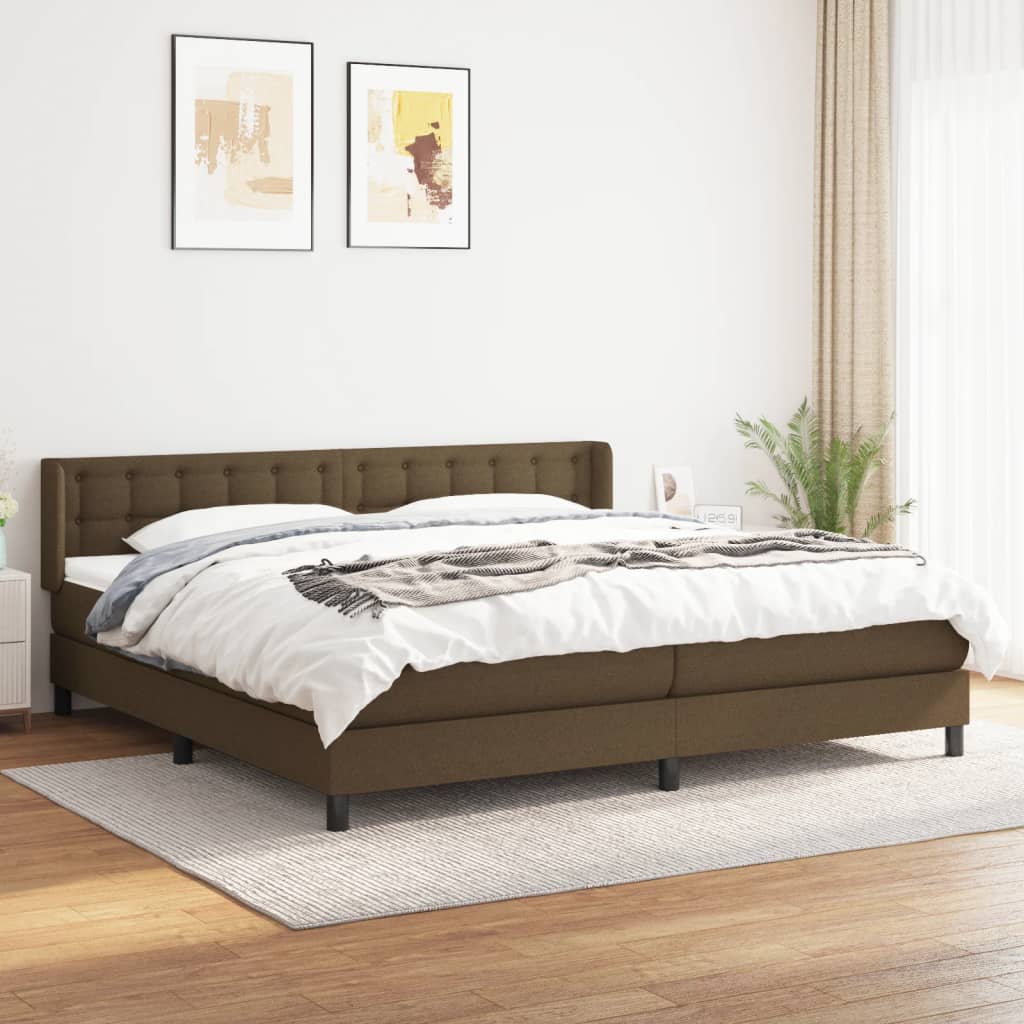 Boxspring met matras stof donkerbruin 200x200 cm is nu te koop bij PeponiXL, paradijselijk wonen!