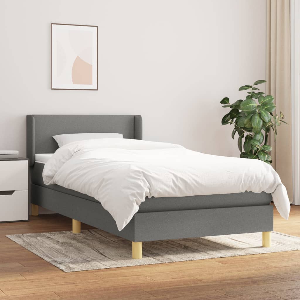 Boxspring met matras stof donkergrijs 90x190 cm is nu te koop bij PeponiXL, paradijselijk wonen!