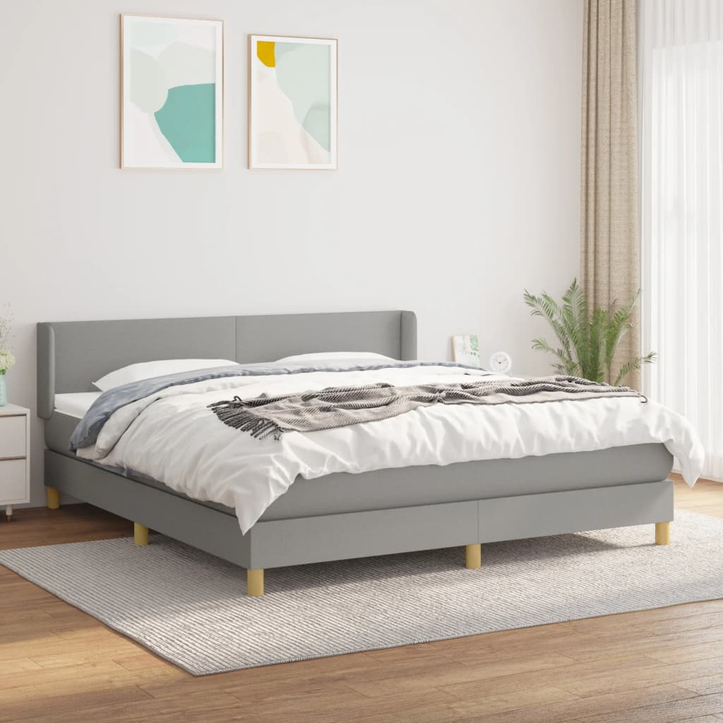 Boxspring met matras stof lichtgrijs 180x200 cm is nu te koop bij PeponiXL, paradijselijk wonen!
