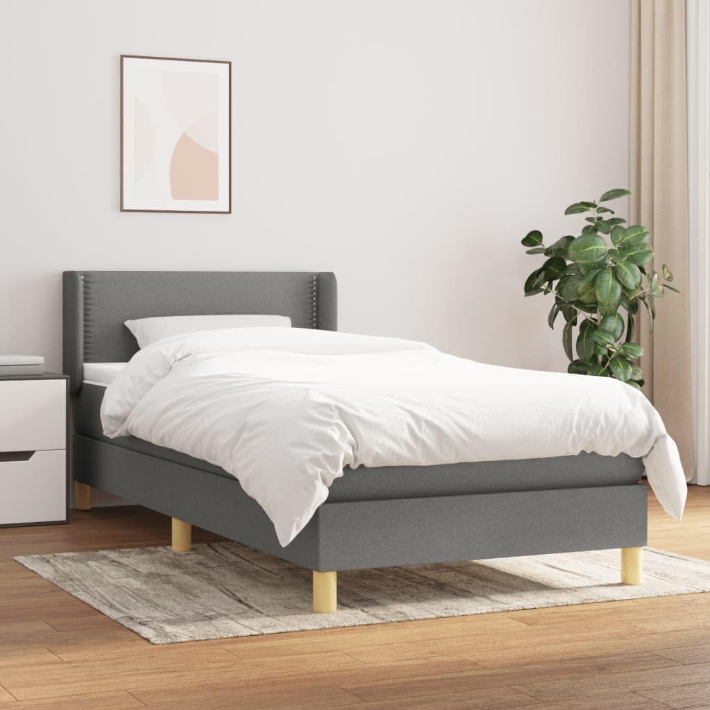Boxspring met matras stof donkergrijs 90x200 cm is nu te koop bij PeponiXL, paradijselijk wonen!