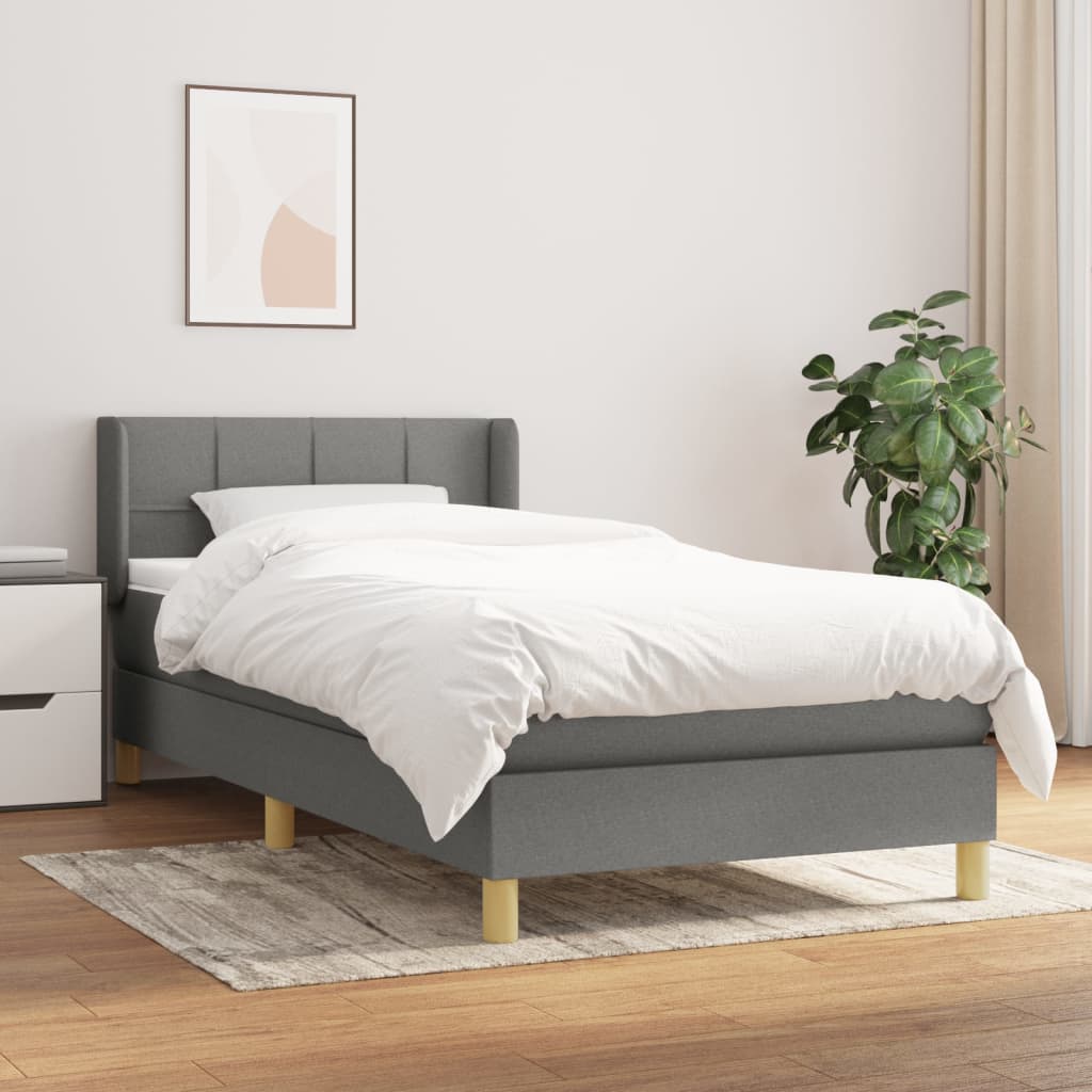 Boxspring met matras stof donkergrijs 90x200 cm is nu te koop bij PeponiXL, paradijselijk wonen!