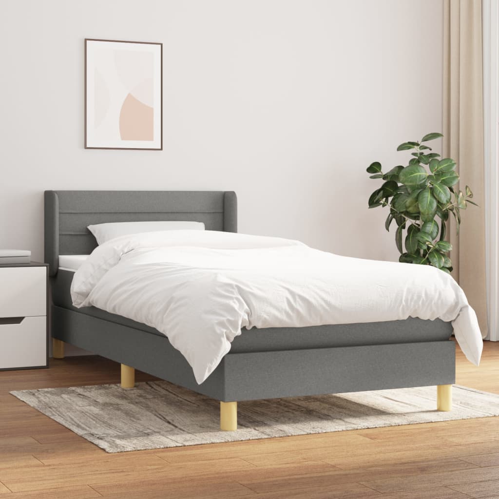 Boxspring met matras stof donkergrijs 90x200 cm is nu te koop bij PeponiXL, paradijselijk wonen!