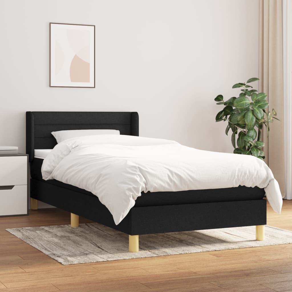 Boxspring met matras stof zwart 90x200 cm is nu te koop bij PeponiXL, paradijselijk wonen!