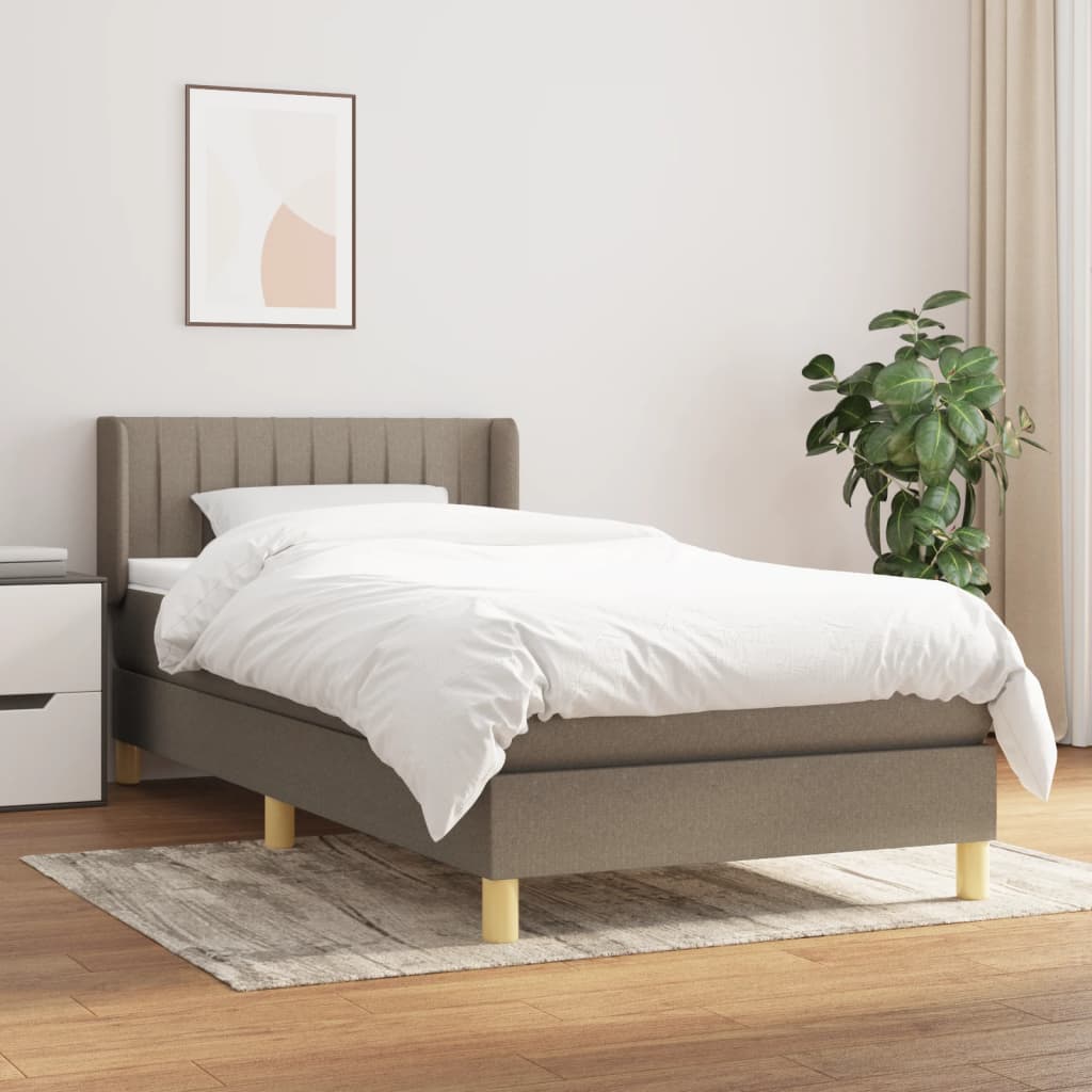 Boxspring met matras stof taupe 90x200 cm is nu te koop bij PeponiXL, paradijselijk wonen!