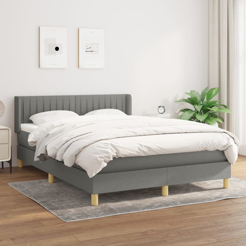 Boxspring met matras stof donkergrijs 140x200 cm is nu te koop bij PeponiXL, paradijselijk wonen!