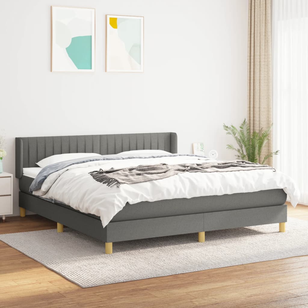 Boxspring met matras stof donkergrijs 160x200 cm is nu te koop bij PeponiXL, paradijselijk wonen!