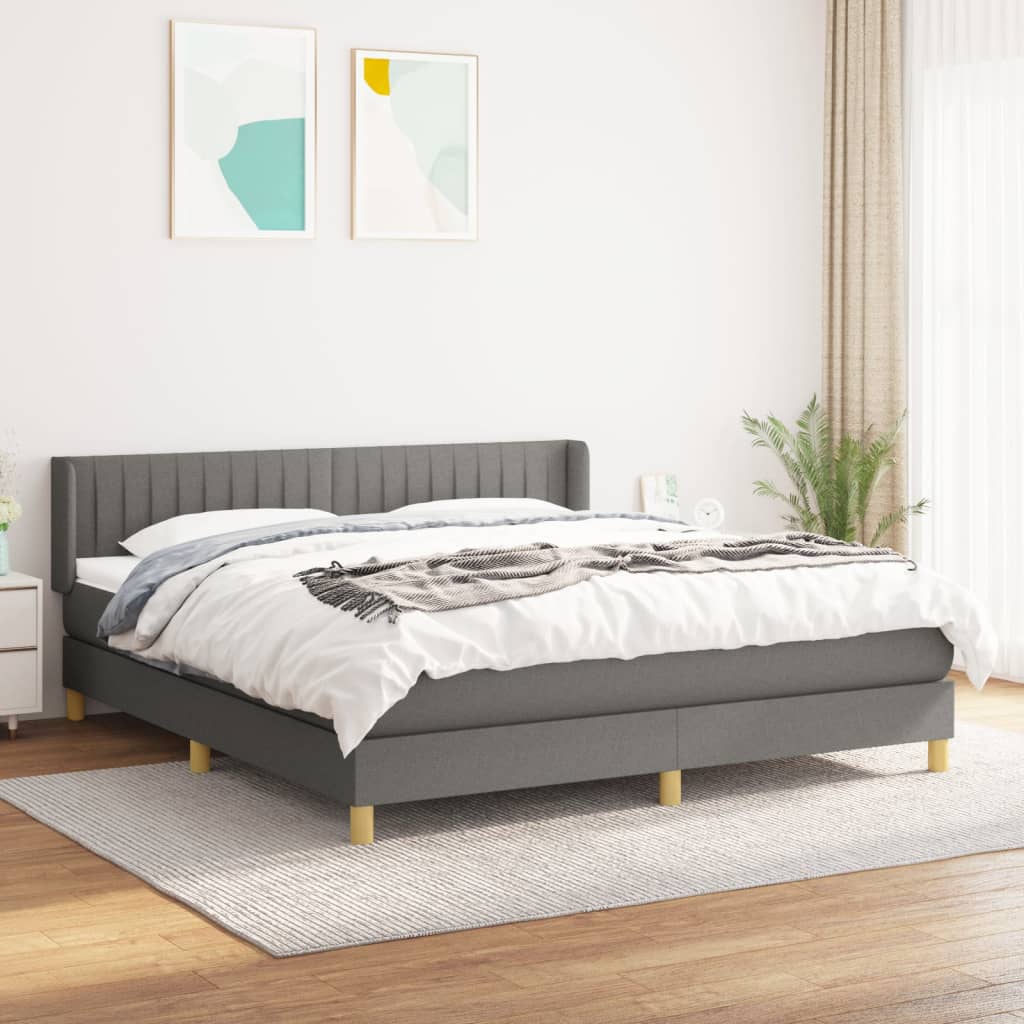 Boxspring met matras stof donkergrijs 180x200 cm is nu te koop bij PeponiXL, paradijselijk wonen!
