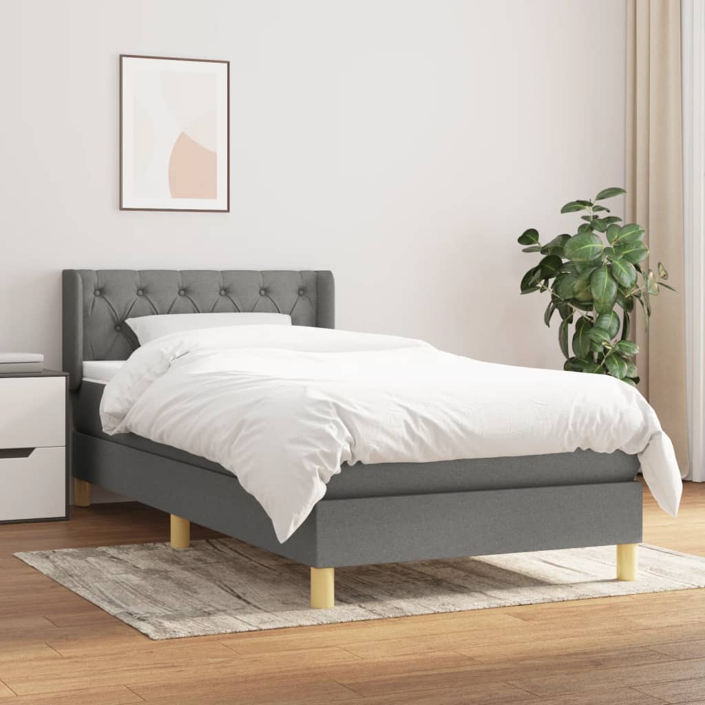 Boxspring met matras stof donkergrijs 80x200 cm is nu te koop bij PeponiXL, paradijselijk wonen!