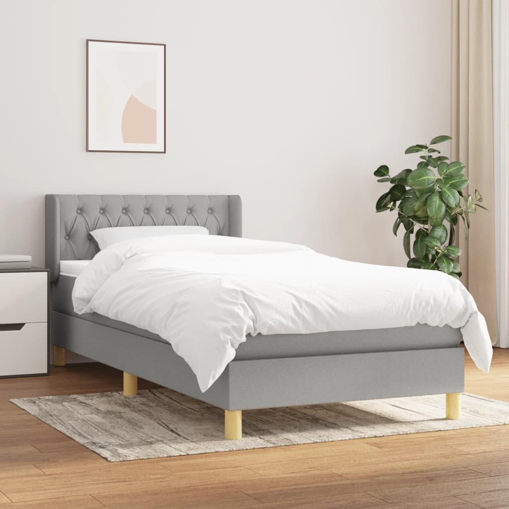 Boxspring met matras stof lichtgrijs 90x200 cm is nu te koop bij PeponiXL, paradijselijk wonen!