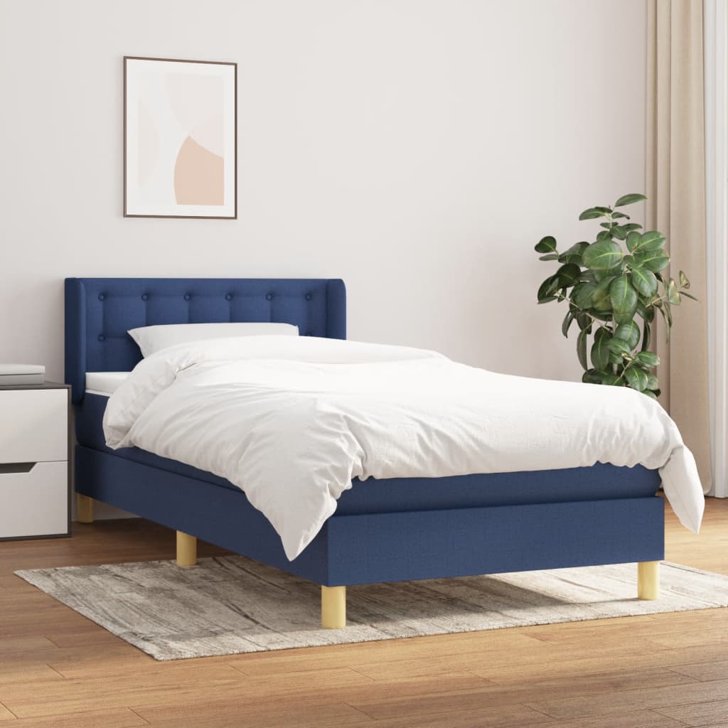 Boxspring met matras stof blauw 90x200 cm is nu te koop bij PeponiXL, paradijselijk wonen!