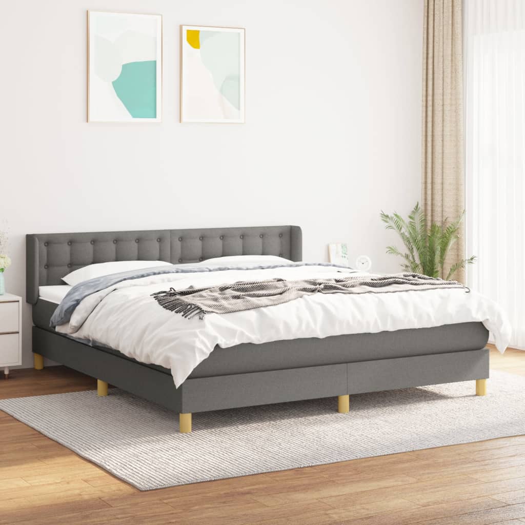 Boxspring met matras stof donkergrijs 160x200 cm is nu te koop bij PeponiXL, paradijselijk wonen!