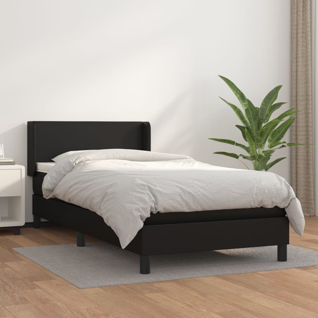 Boxspring met matras kunstleer zwart 80x200 cm is nu te koop bij PeponiXL, paradijselijk wonen!
