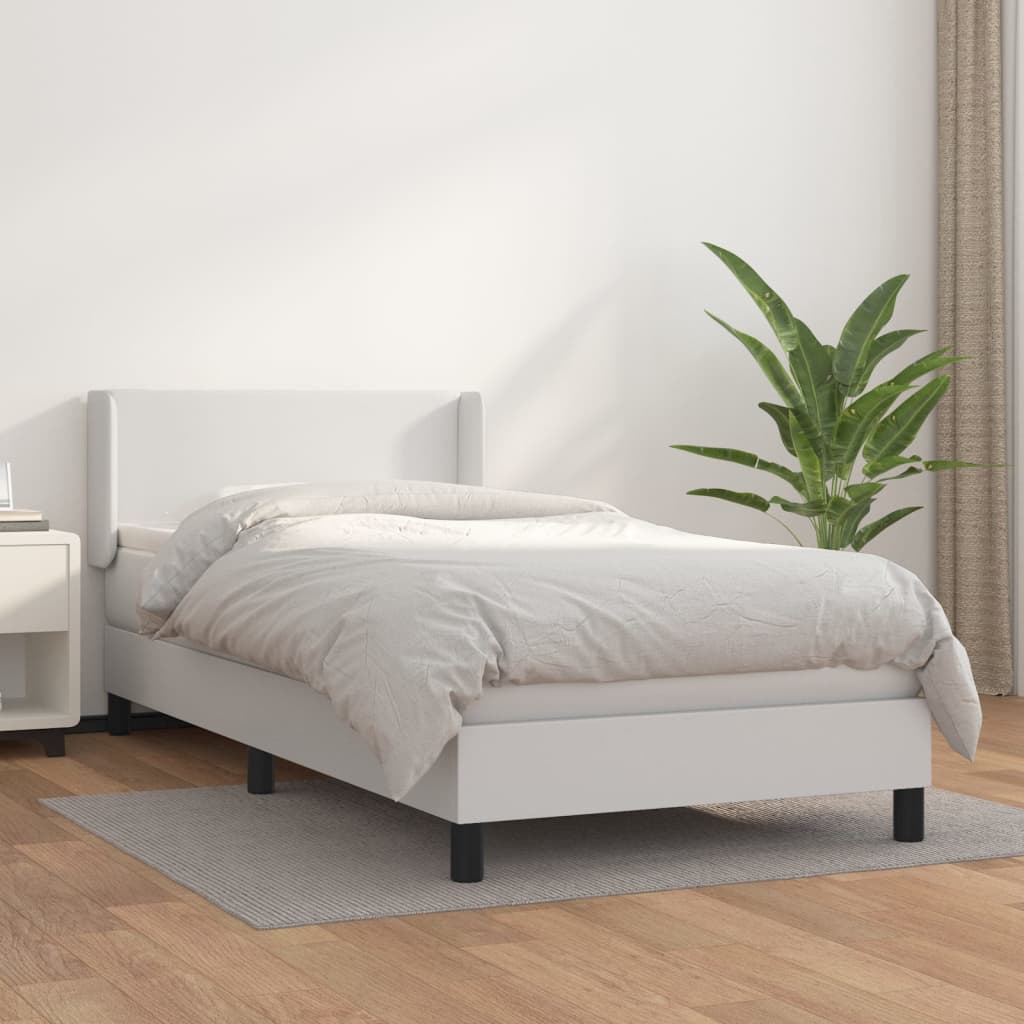 Boxspring met matras kunstleer wit 90x200 cm is nu te koop bij PeponiXL, paradijselijk wonen!