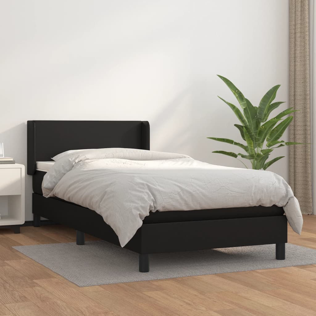 Boxspring met matras kunstleer zwart 100x200 cm is nu te koop bij PeponiXL, paradijselijk wonen!
