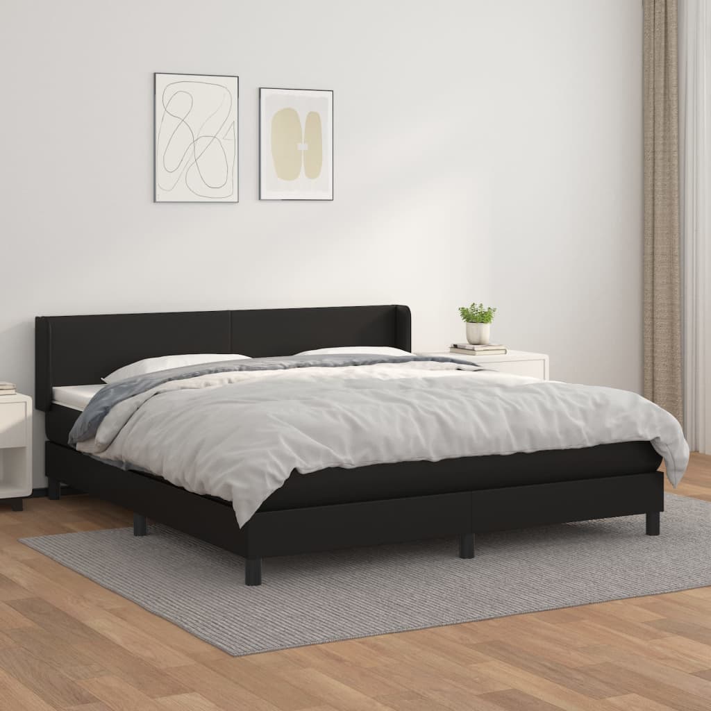 Boxspring met matras kunstleer zwart 160x200 cm is nu te koop bij PeponiXL, paradijselijk wonen!