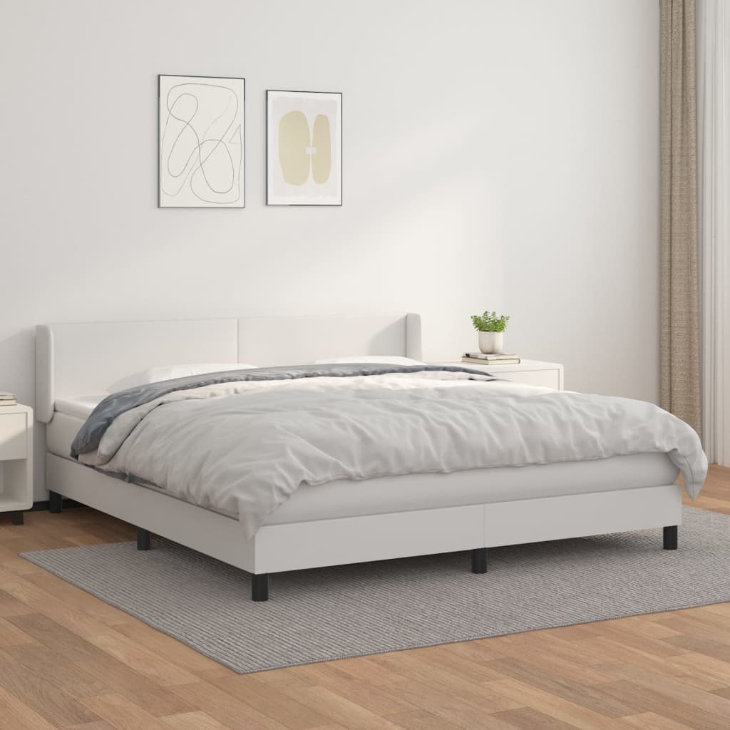 Boxspring met matras kunstleer wit 160x200 cm is nu te koop bij PeponiXL, paradijselijk wonen!