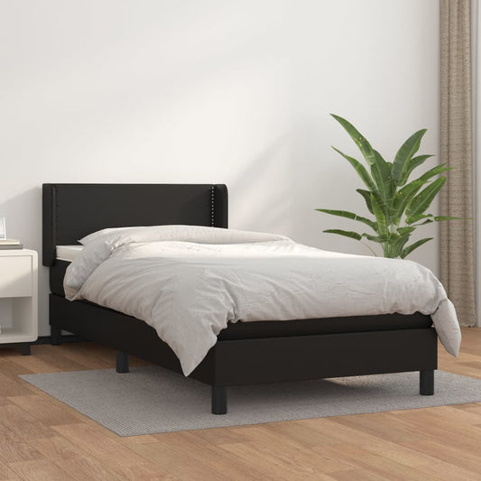 Boxspring met matras kunstleer zwart 100x200 cm is nu te koop bij PeponiXL, paradijselijk wonen!