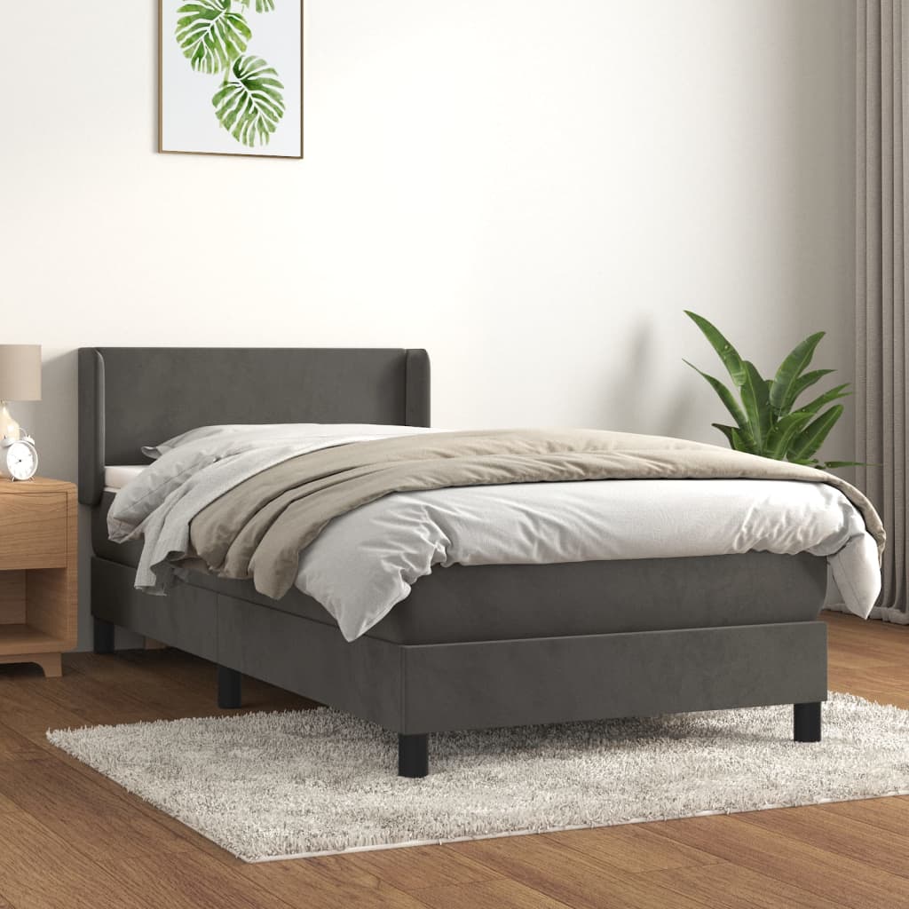 Boxspring met matras fluweel donkergrijs 80x200 cm is nu te koop bij PeponiXL, paradijselijk wonen!
