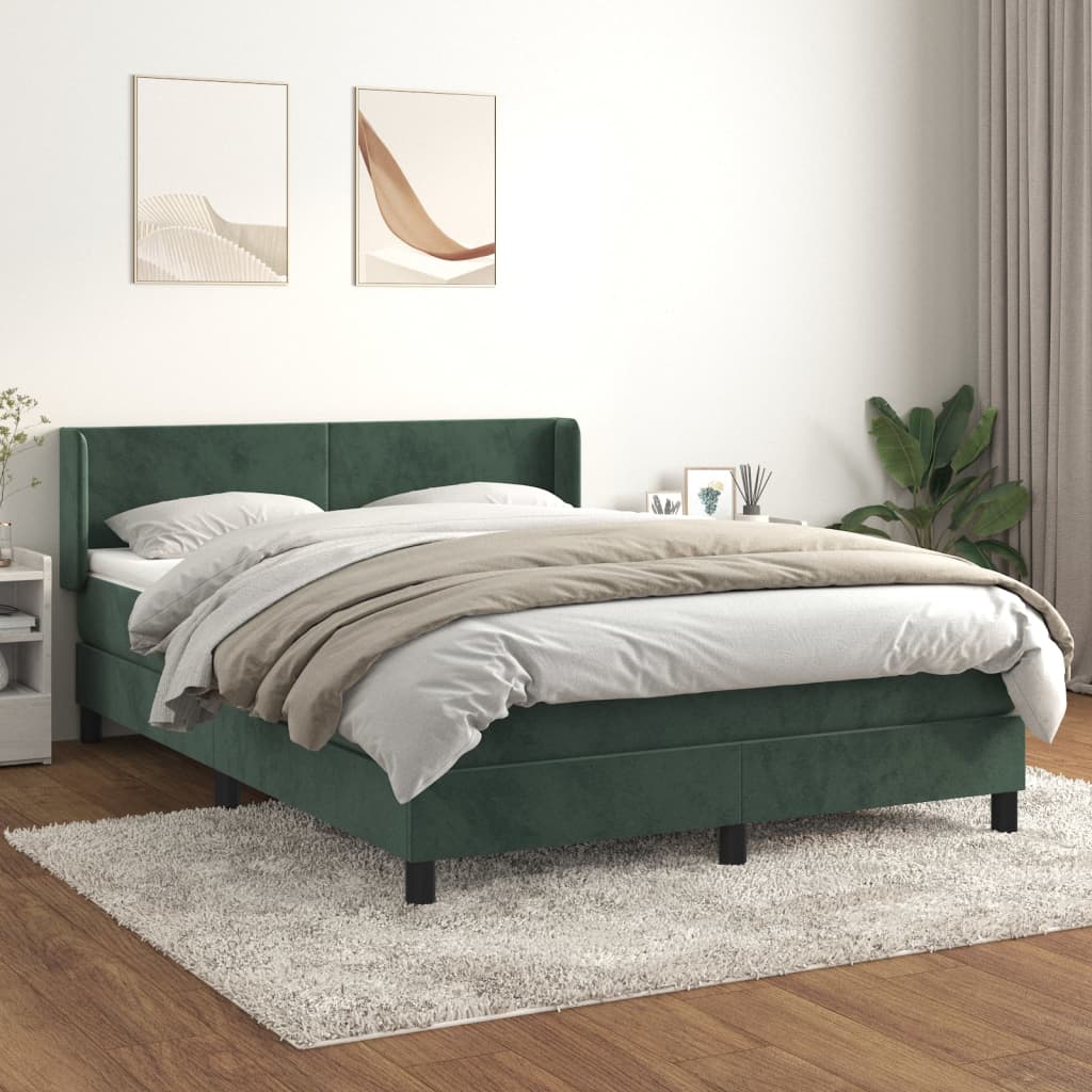 Boxspring met matras fluweel donkergroen 140x190 cm is nu te koop bij PeponiXL, paradijselijk wonen!