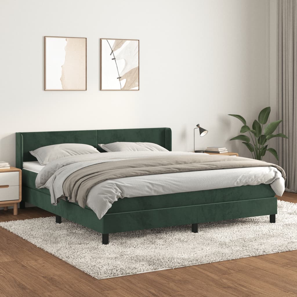 Boxspring met matras fluweel donkergroen 180x200 cm is nu te koop bij PeponiXL, paradijselijk wonen!
