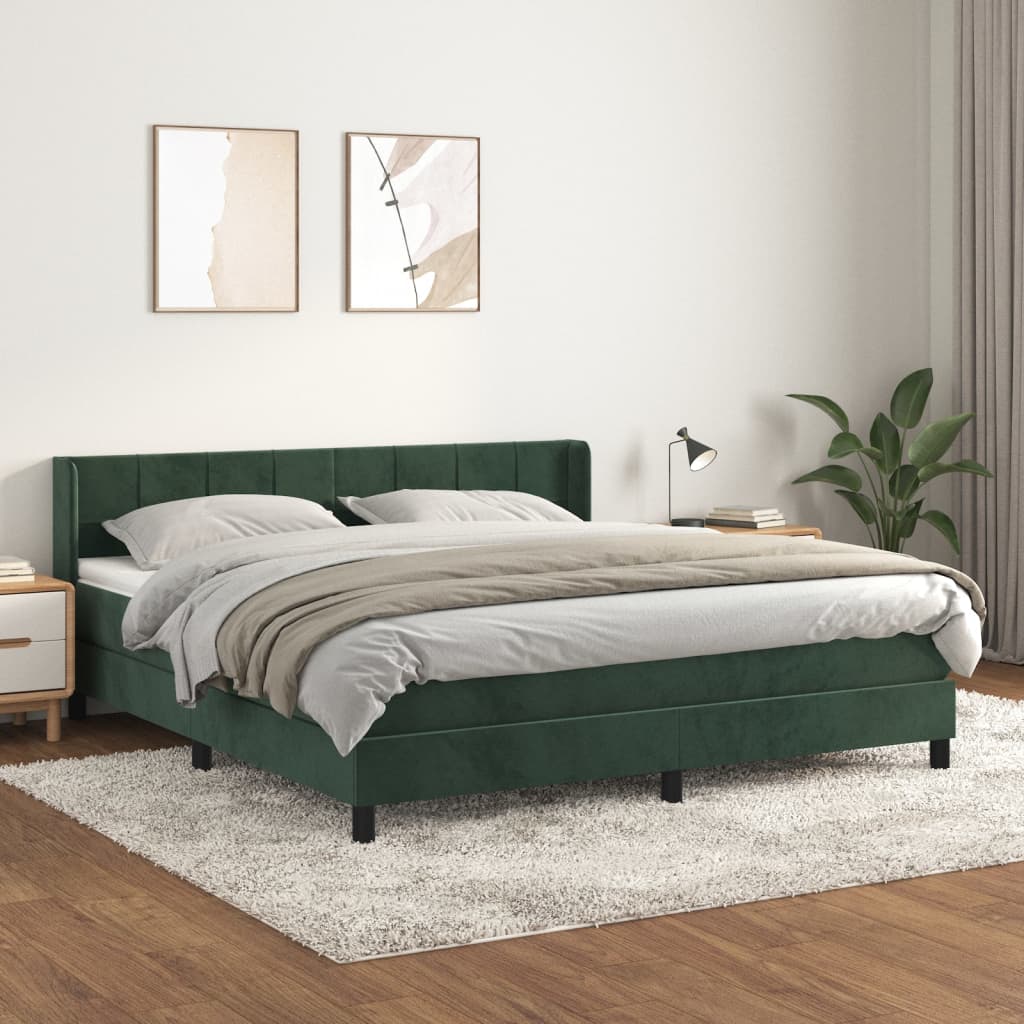 Boxspring met matras fluweel donkergroen 160x200 cm is nu te koop bij PeponiXL, paradijselijk wonen!