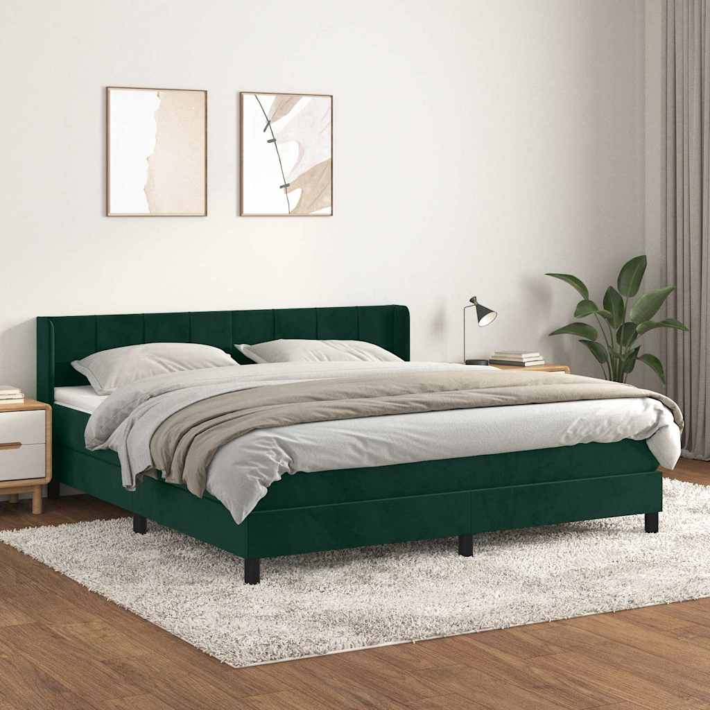 Boxspring met matras fluweel donkergroen 180x200 cm is nu te koop bij PeponiXL, paradijselijk wonen!